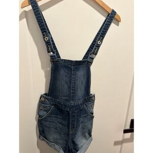 DENIZEN Women's Blue Denim Overall Romper Shorts XS Adjustable Straps.levi's.